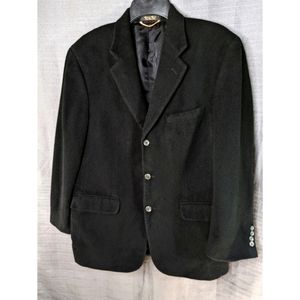 Camel Black Blazer 40R Mens Bill Blass Parisian Black Label Lined Classic Style